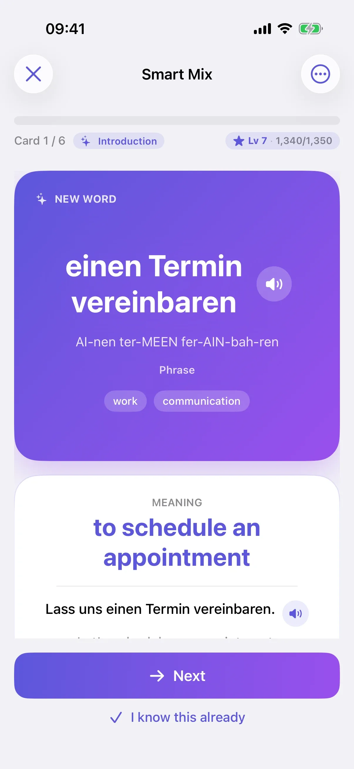 Meeting a new word: einen Termin vereinbaren – to schedule an appointment, with pronunciation and example sentence