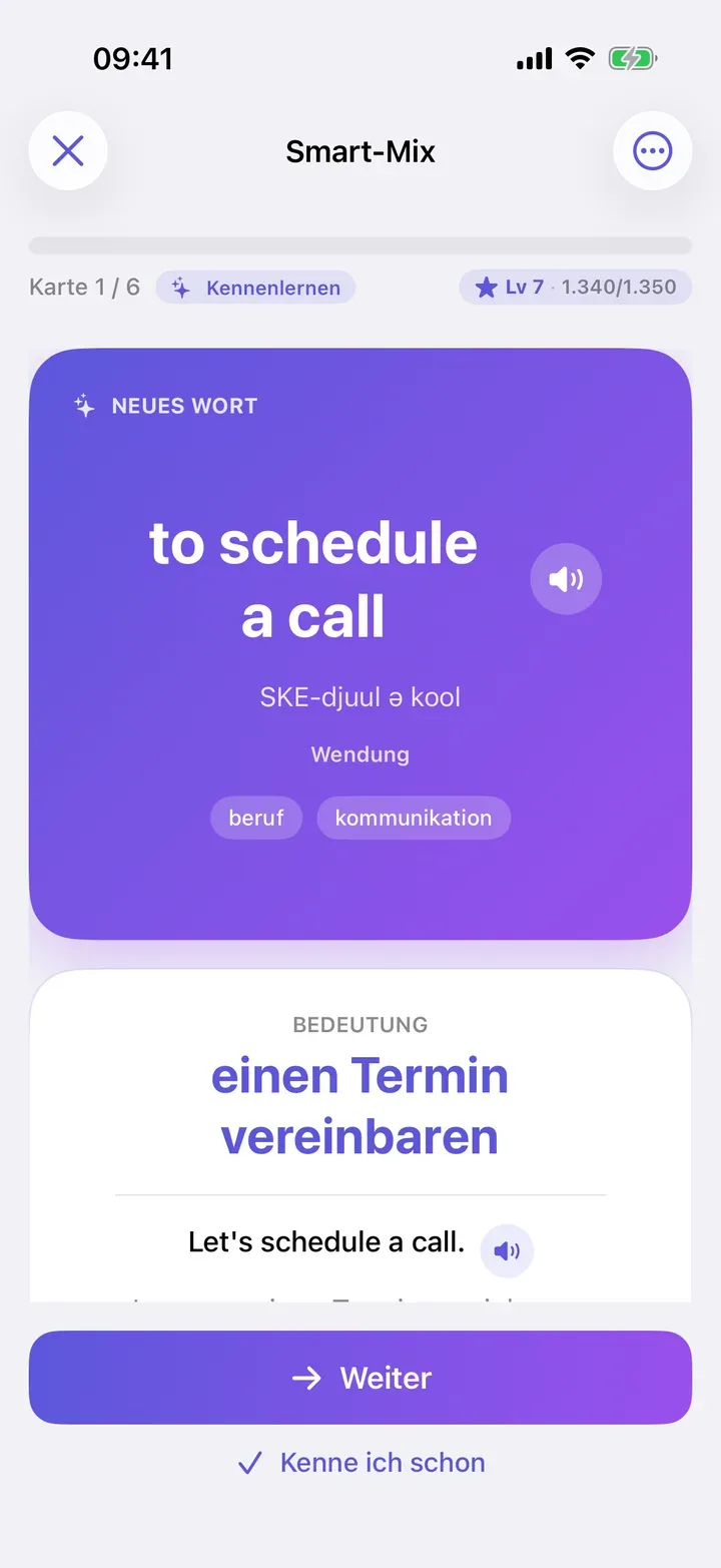 Ein neues Wort kennenlernen: to schedule a call – einen Termin vereinbaren, mit Aussprache und Beispielsatz