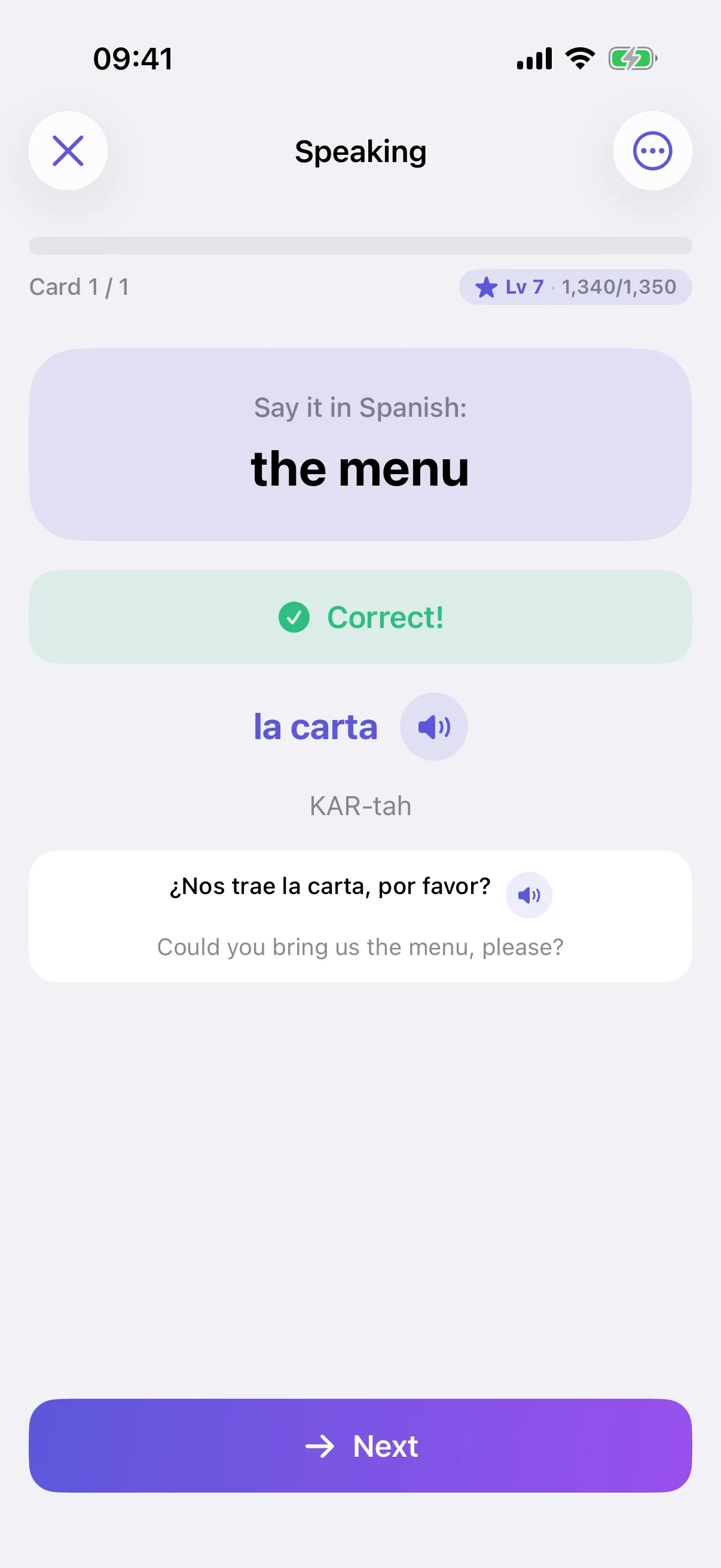 Speaking in Spanish: the menu – la carta, recognized correctly