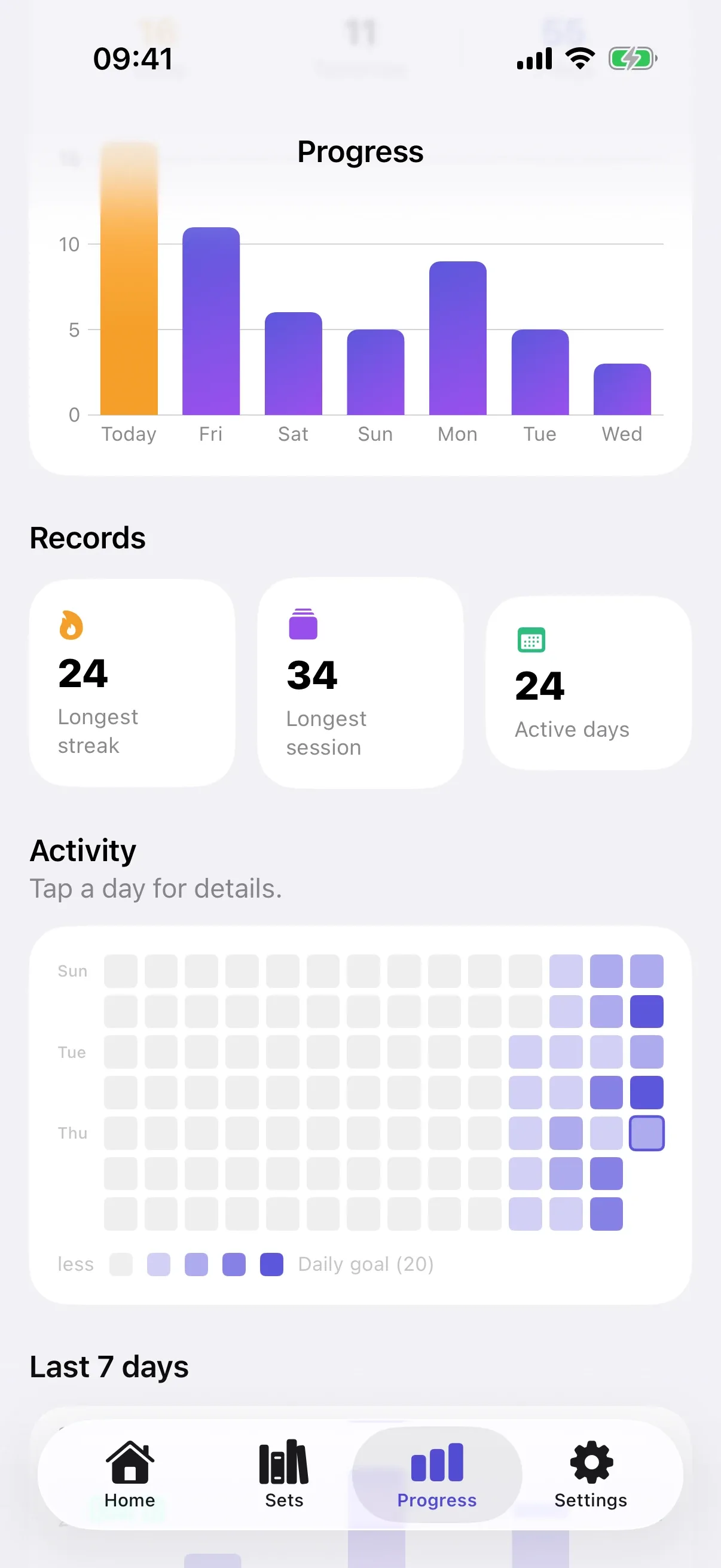 Records and activity calendar