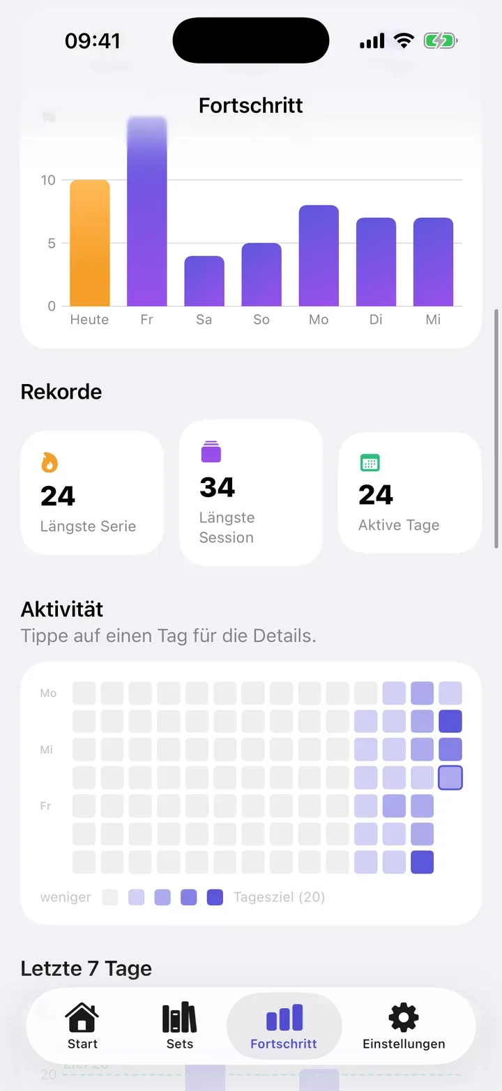 Rekorde und Aktivitätskalender