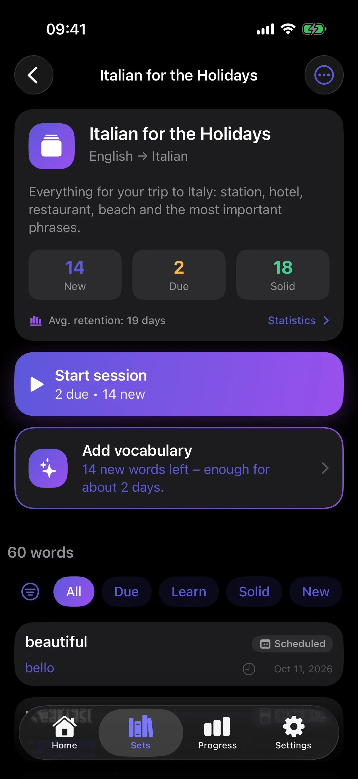 Set view in dark mode
